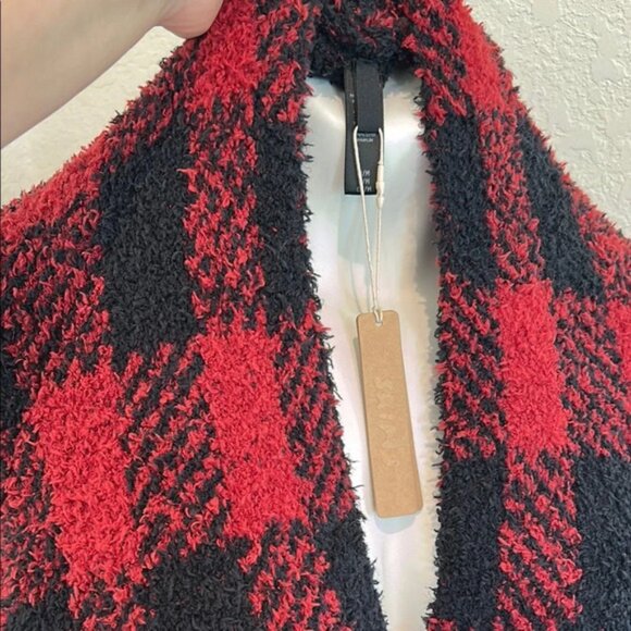 SKIMS Red and Black Plaid Robe Brick Buffalo Check S/M - Picture 7 of 11